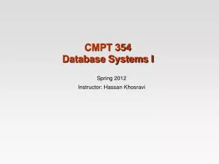 CMPT 354 Database Systems I