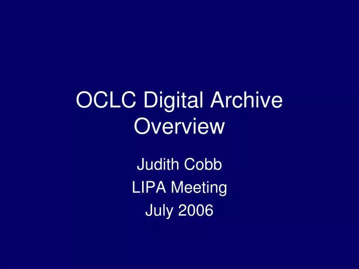 oclc digital archive overview