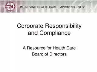 Corporate Responsibility and Compliance