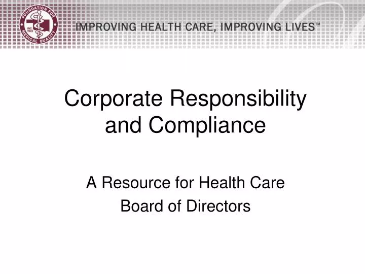 corporate responsibility and compliance