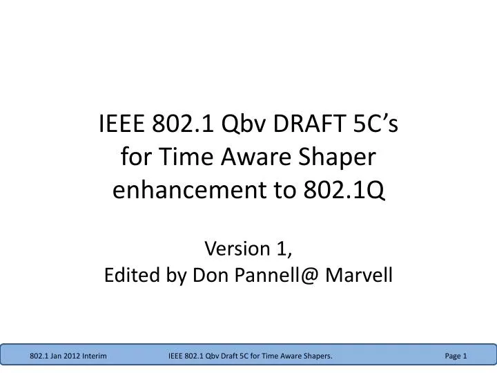 ieee 802 1 qbv draft 5c s for time aware shaper enhancement to 802 1q