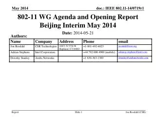 802-11 WG Agenda and Opening Report Beijing Interim May 2014