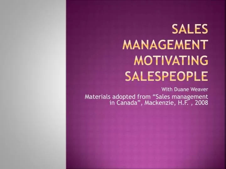 sales management motivating salespeople