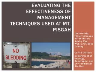 Evaluating the Effectiveness of Management Techniques Used at Mt. Pisgah