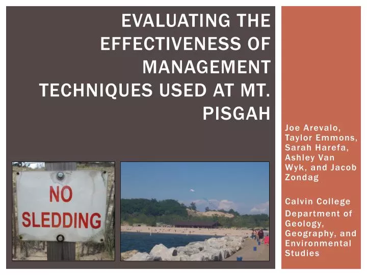 evaluating the effectiveness of management techniques used at mt pisgah