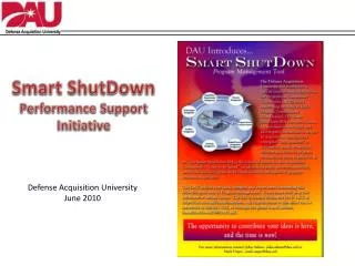 Smart ShutDown Performan ce Support Initiative