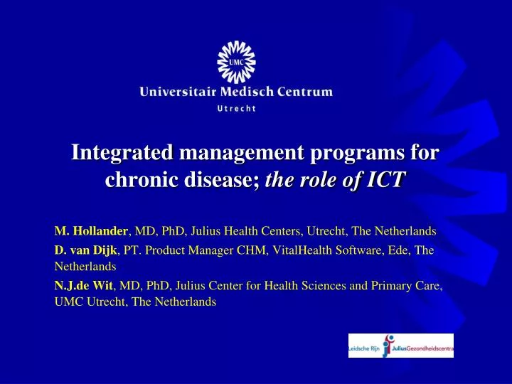 integrated management programs for chronic disease the role of ict