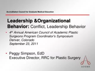 Leadership &amp;Organizational Behavior: Conflict, Leadership Behavior