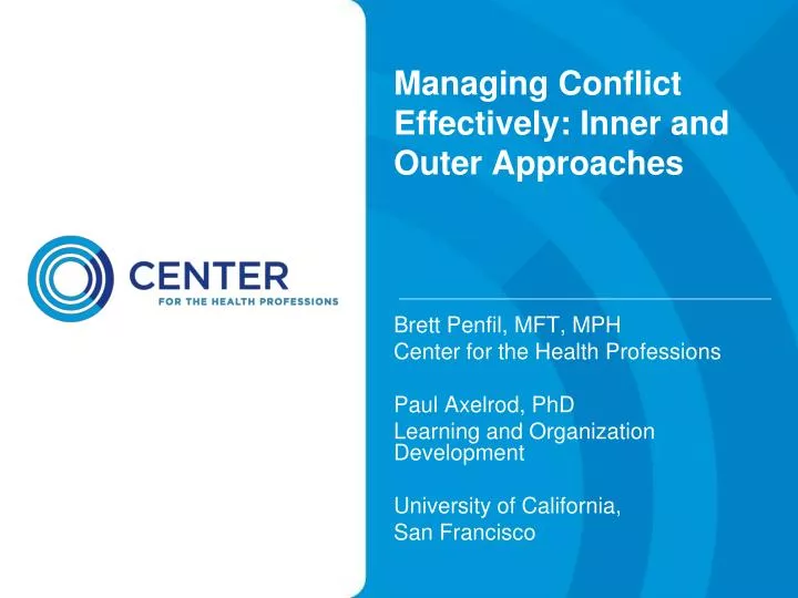 managing conflict effectively inner and outer approaches