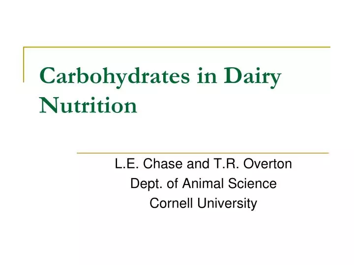 carbohydrates in dairy nutrition