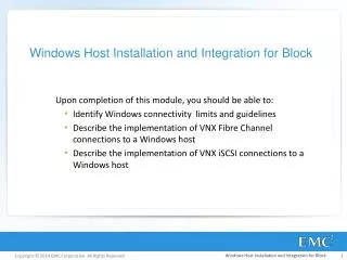 Windows Host Installation and Integration for Block