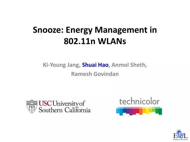 snooze energy management in 802 11n wlans