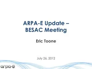 ARPA-E Update – BESAC Meeting
