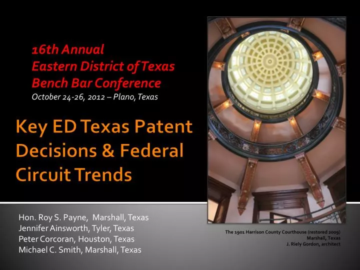 16th annual eastern district of texas bench bar conference october 24 26 2012 plano texas