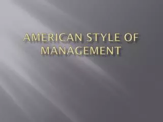 American Style of Management
