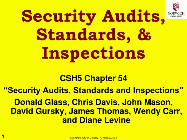 security audits standards inspections