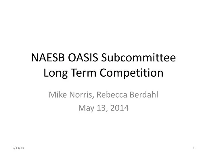 naesb oasis subcommittee long term competition