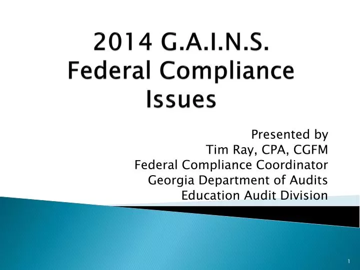 2014 g a i n s federal compliance issues