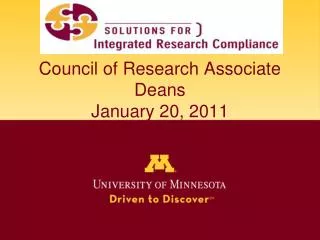 Council of Research Associate Deans January 20, 2011