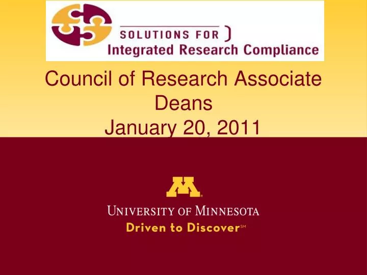 council of research associate deans january 20 2011