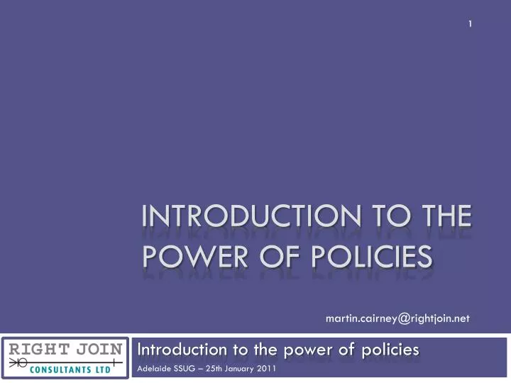 introduction to the power of policies