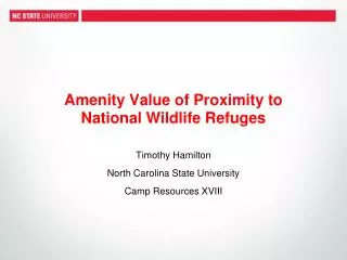 Amenity Value of Proximity to National Wildlife Refuges