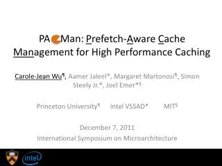 P refetch - A ware C ache Man agement for High Performance Caching