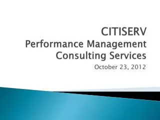 CITISERV Performance Management Consulting Services