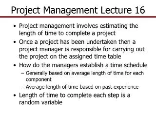 Project Management Lecture 16