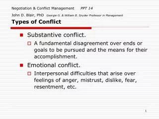 Negotiation &amp; Conflict Management PPT 14 John D. Blair, PhD Georgie G. &amp; William B. Snyder Professor in M