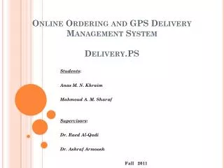 Online Ordering and GPS Delivery Management System Delivery.PS