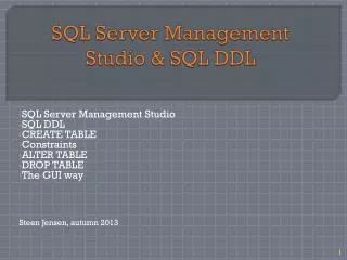 sql server management studio sql ddl