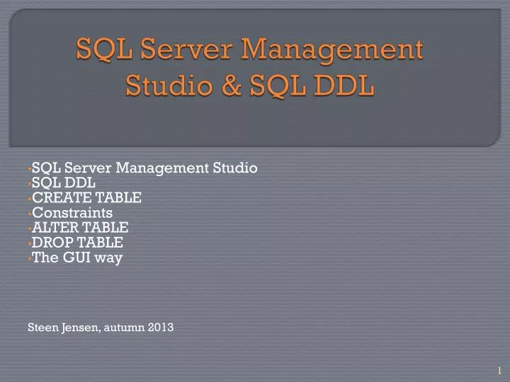 sql server management studio sql ddl