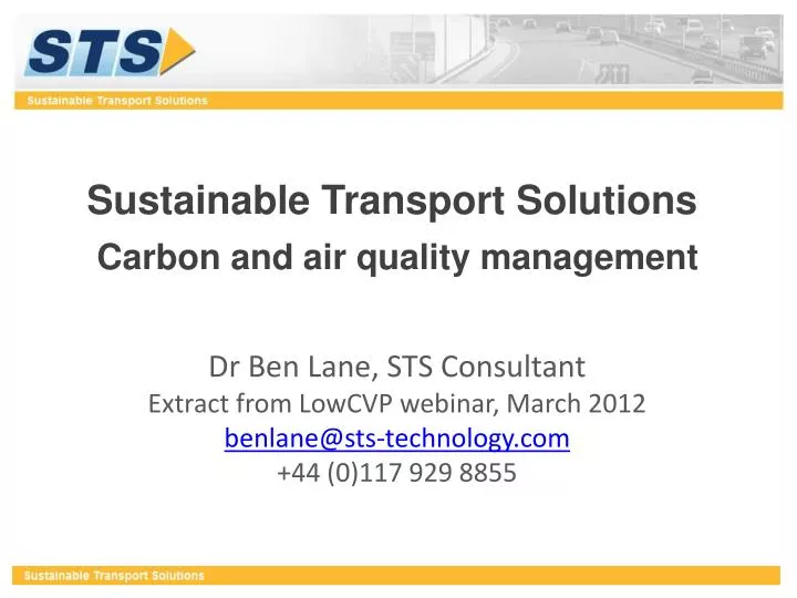 sustainable transport solutions carbon and air quality management