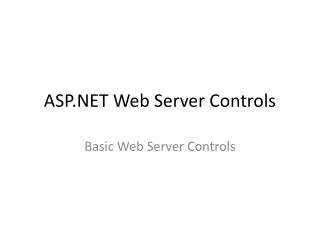ASP.NET Web Server Controls