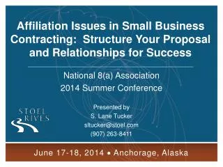 Affiliation Issues in Small Business Contracting: Structure Your Proposal and Relationships for Success