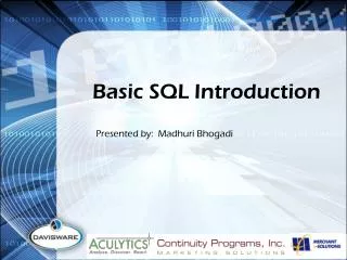 Basic SQL Introduction