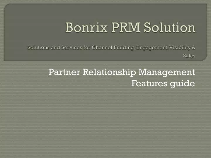 bonrix prm solution solutions and services for channel building engagement visibility sales