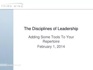 The Disciplines of Leadership