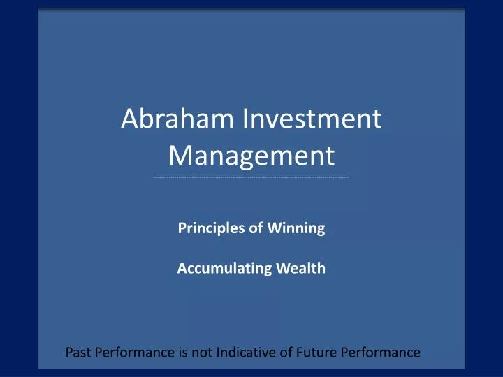 past performance is not indicative of future performance