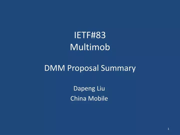 ietf 83 multimob dmm p roposal summary