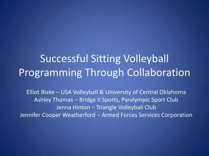 successful sitting volleyball programming through collaboration