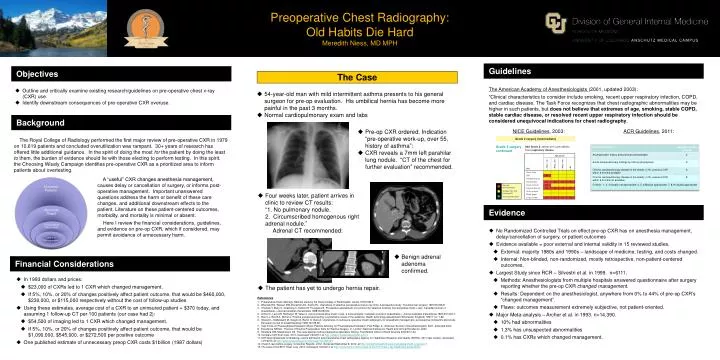 preoperative chest radiography old habits die hard meredith niess md mph
