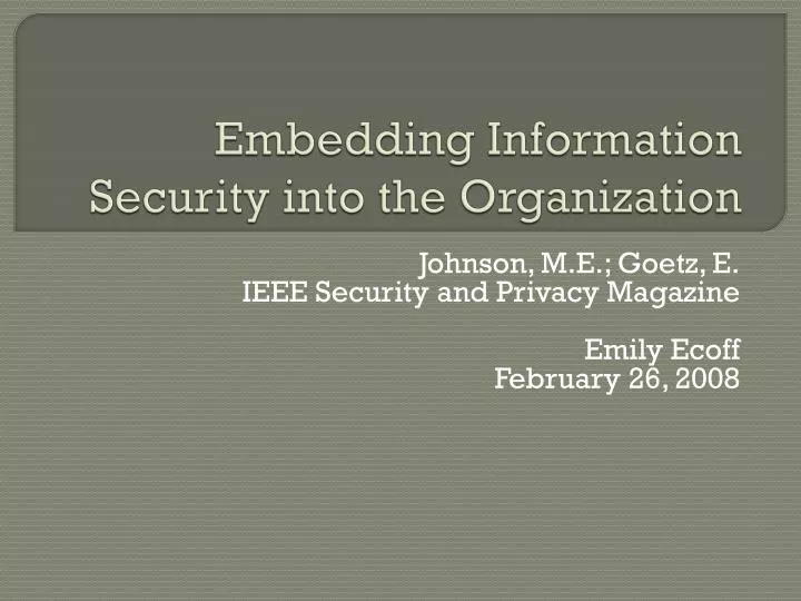 embedding information security into the organization