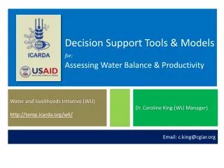 Decision Support Tools &amp; Models for: Assessing Water Balance &amp; Productivity