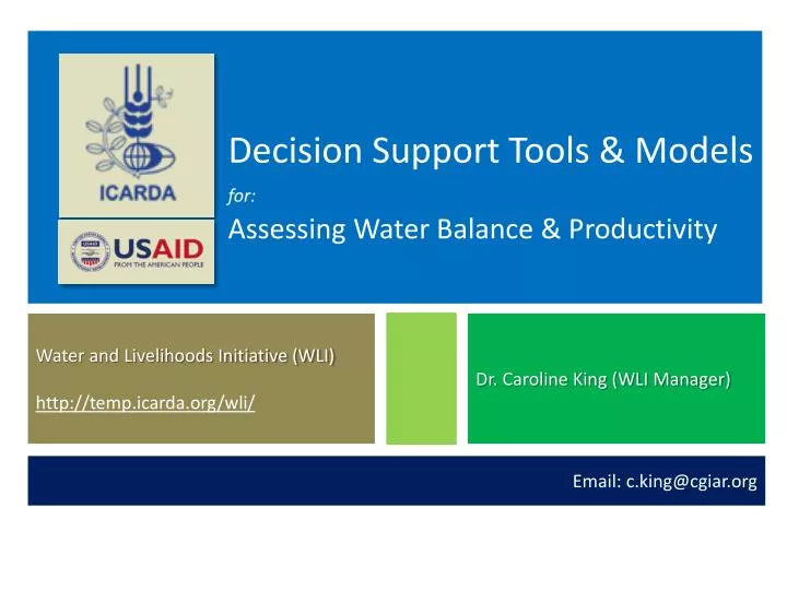 decision support tools models for assessing water balance productivity