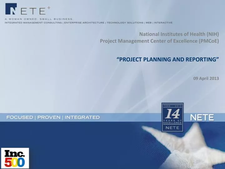 national institutes of health nih project management center of excellence pmcoe