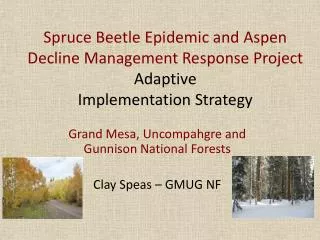 Spruce Beetle Epidemic and Aspen Decline Management Response Project Adaptive Implementation Strategy