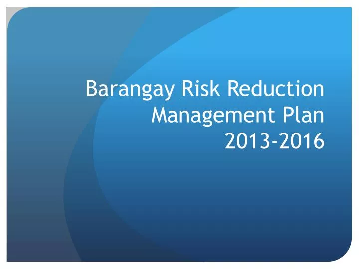 barangay risk reduction management plan 2013 2016