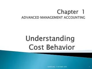 Chapter 1 ADVANCED MANAGEMENT ACCOUNTING